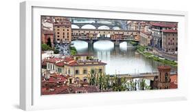 Ponte Vecchio Bridge across Arno River, Florence, UNESCO World Heritage Site, Tuscany, Italy, Europ-Hans-Peter Merten-Framed Photographic Print