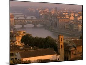 Ponte Vecchio Bridge, Arno River, Piazza Michelangelo, Florence, Tuscany, Italy-Walter Bibikow-Mounted Premium Photographic Print