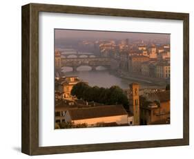 Ponte Vecchio Bridge, Arno River, Piazza Michelangelo, Florence, Tuscany, Italy-Walter Bibikow-Framed Photographic Print