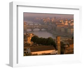 Ponte Vecchio Bridge, Arno River, Piazza Michelangelo, Florence, Tuscany, Italy-Walter Bibikow-Framed Photographic Print