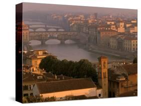 Ponte Vecchio Bridge, Arno River, Piazza Michelangelo, Florence, Tuscany, Italy-Walter Bibikow-Stretched Canvas