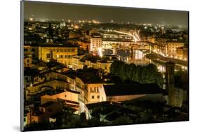 Ponte Vecchio Night View over Arno River, Florence-David Ionut-Mounted Photographic Print