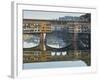 Ponte Vecchio Reflected in the River Arno, Florence, UNESCO World Heritage Site, Tuscany, Italy, Eu-Nico Tondini-Framed Photographic Print