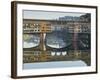 Ponte Vecchio Reflected in the River Arno, Florence, UNESCO World Heritage Site, Tuscany, Italy, Eu-Nico Tondini-Framed Photographic Print