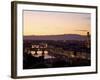 Ponte Vecchio, River Arno and Palazzo Vecchio in Evening Light from Piazzale Michelangelo, Florence-Peter Barritt-Framed Photographic Print