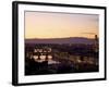 Ponte Vecchio, River Arno and Palazzo Vecchio in Evening Light from Piazzale Michelangelo, Florence-Peter Barritt-Framed Photographic Print