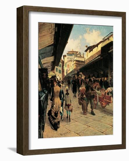 Ponte Vecchio-Telemaco Signorini-Framed Art Print