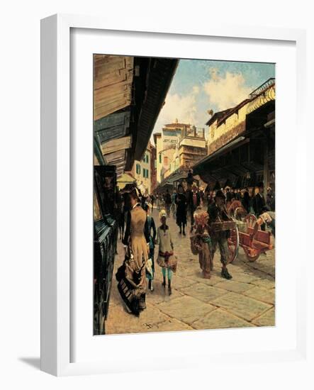 Ponte Vecchio-Telemaco Signorini-Framed Art Print