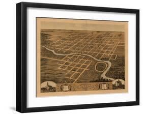 Pontiac, Illinois - Panoramic Map-Lantern Press-Framed Art Print