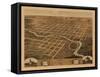 Pontiac, Illinois - Panoramic Map-Lantern Press-Framed Stretched Canvas