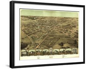 Pontiac, Michigan - Panoramic Map-Lantern Press-Framed Art Print