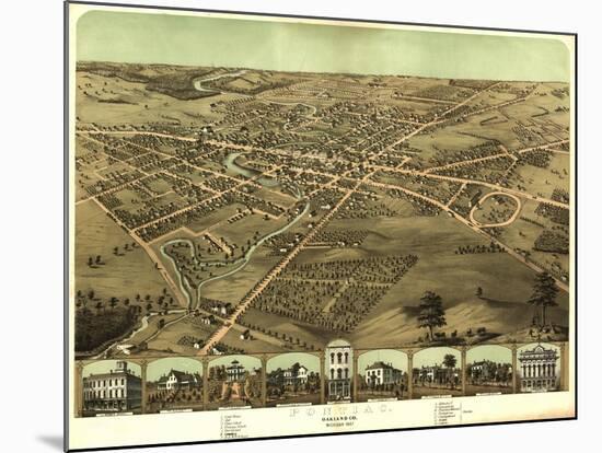 Pontiac, Michigan - Panoramic Map-Lantern Press-Mounted Art Print