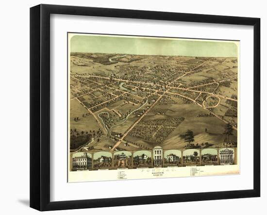 Pontiac, Michigan - Panoramic Map-Lantern Press-Framed Art Print