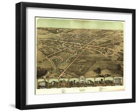 Pontiac, Michigan - Panoramic Map-Lantern Press-Framed Art Print