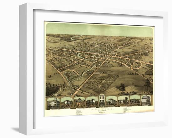 Pontiac, Michigan - Panoramic Map-Lantern Press-Framed Art Print