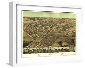 Pontiac, Michigan - Panoramic Map-Lantern Press-Framed Art Print