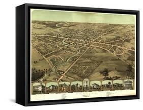 Pontiac, Michigan - Panoramic Map-Lantern Press-Framed Stretched Canvas