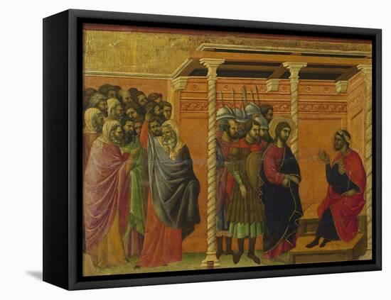 Pontius Pilate's Second Interrogation of Christ-Duccio Di buoninsegna-Framed Stretched Canvas