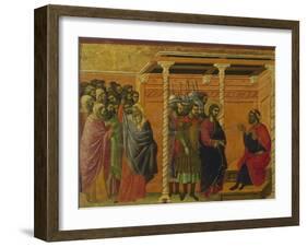 Pontius Pilate's Second Interrogation of Christ-Duccio Di buoninsegna-Framed Giclee Print