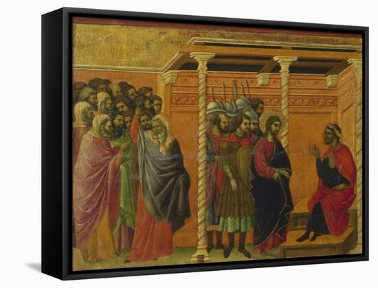 Pontius Pilate's Second Interrogation of Christ-Duccio Di buoninsegna-Framed Stretched Canvas