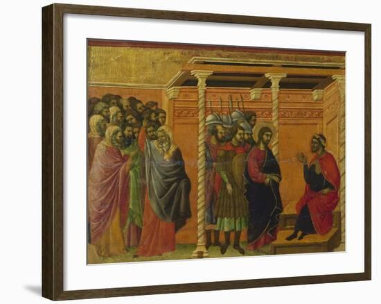 Pontius Pilate's Second Interrogation of Christ-Duccio Di buoninsegna-Framed Giclee Print