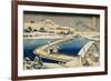 Pontoon Bridge at Sano, Kozuke Province, Ancient View, Circa 1833-Tani Bunchu-Framed Giclee Print