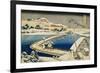 Pontoon Bridge at Sano, Kozuke Province, Ancient View, Circa 1833-Tani Bunchu-Framed Giclee Print