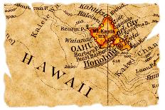 Honolulu Old Map-Pontuse-Art Print