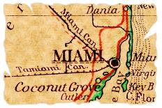 Miami Old Map-Pontuse-Mounted Art Print