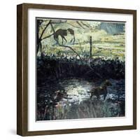 Pony and Dog in a Field, 2000-Peter Wilson-Framed Giclee Print