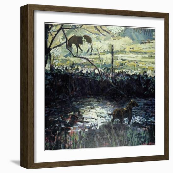 Pony and Dog in a Field, 2000-Peter Wilson-Framed Giclee Print