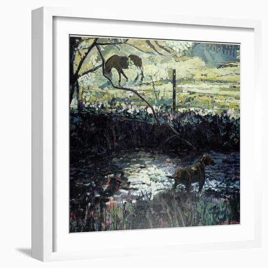 Pony and Dog in a Field, 2000-Peter Wilson-Framed Giclee Print