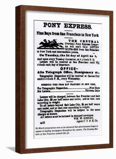 Pony Express, Nine Days from San Francisco to New York-null-Framed Giclee Print