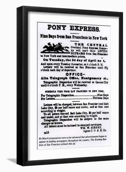 Pony Express, Nine Days from San Francisco to New York-null-Framed Giclee Print