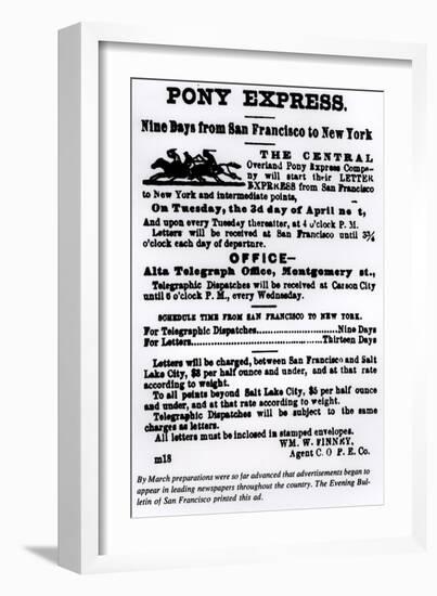 Pony Express, Nine Days from San Francisco to New York-null-Framed Giclee Print