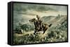 Pony Express Pursued by Indians, 1900-Henry W. Hansen-Framed Stretched Canvas