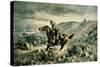 Pony Express Pursued by Indians, 1900-Henry W. Hansen-Stretched Canvas