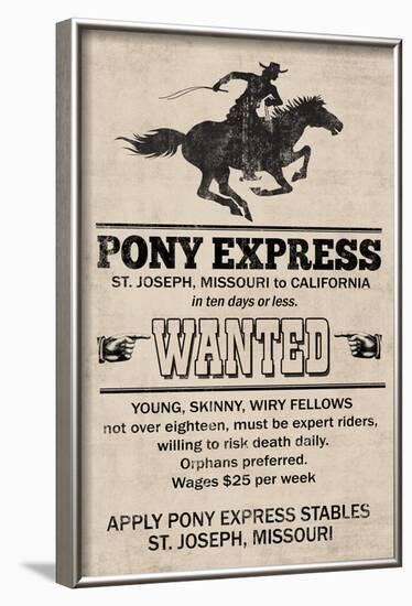 Pony Express Replica Recruitment Advertisement Print Poster-null-Framed Poster