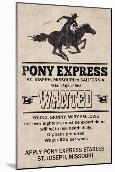 Pony Express Replica Recruitment Advertisement Print Poster-null-Mounted Poster