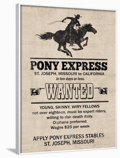 Pony Express Replica Recruitment Advertisement Print Poster-null-Framed Poster