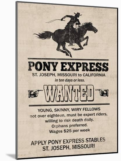 Pony Express Replica Recruitment Advertisement Print Poster-null-Mounted Poster