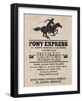 Pony Express Replica Recruitment Advertisement Print Poster-null-Framed Art Print