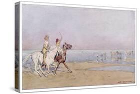 Pony Riding on the Beach at Deauville France-J. Simont-Stretched Canvas