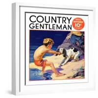 "Pooch Doesn't Want to Swim," Country Gentleman Cover, September 1, 1934-Henry Hintermeister-Framed Giclee Print