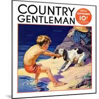 "Pooch Doesn't Want to Swim," Country Gentleman Cover, September 1, 1934-Henry Hintermeister-Mounted Giclee Print