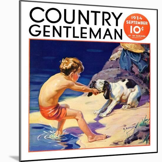 "Pooch Doesn't Want to Swim," Country Gentleman Cover, September 1, 1934-Henry Hintermeister-Mounted Giclee Print