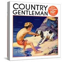 "Pooch Doesn't Want to Swim," Country Gentleman Cover, September 1, 1934-Henry Hintermeister-Stretched Canvas