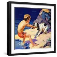 "Pooch Doesn't Want to Swim,"September 1, 1934-Henry Hintermeister-Framed Giclee Print