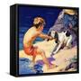 "Pooch Doesn't Want to Swim,"September 1, 1934-Henry Hintermeister-Framed Stretched Canvas