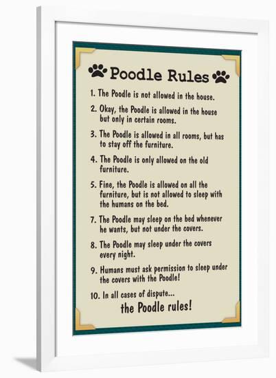 Poodle House Rules Humor-null-Framed Art Print